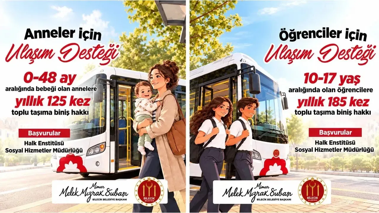 Bilecik Belediyesi’nden ulaşım yardımı